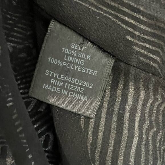 Anthropologie Black White Rope Belt High-Low 100% Silk Mini Dress M Pockets - Picture 9 of 11